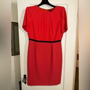 Tahari ASL Pleated Sheath Dress Coral Size 12